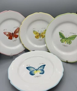 2008 Williams Sonoma Marc Lacaze Butterfly Scalloped 9.5” Dinner Plates Set Of 4 - Picture 1 of 7