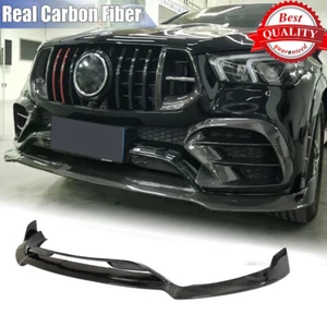 Real Carbon Front Bumper Lip Spoiler For Mercedes W167 GLE63 COUPE SUV 20-24 - Picture 1 of 12