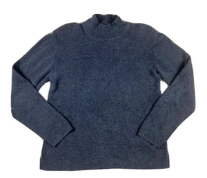 VTG Lord & Taylor Women's Size Medium Sweater Charcoal GrayMock Neck 100% Cotton - Picture 1 of 6