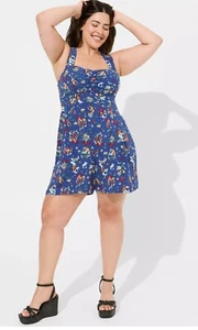 TORRID Retro Chic Halter Mameluco Mono Náutico Azul Rockabilly VLV Nuevo 14/16 - Imagen 1 de 4