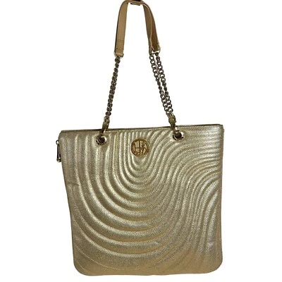 Henri Bendel No 7 Tote SAMPLE One-of-a-Kind METALLIC GOLD Expandable Quilted Bag - Image 1 of 4