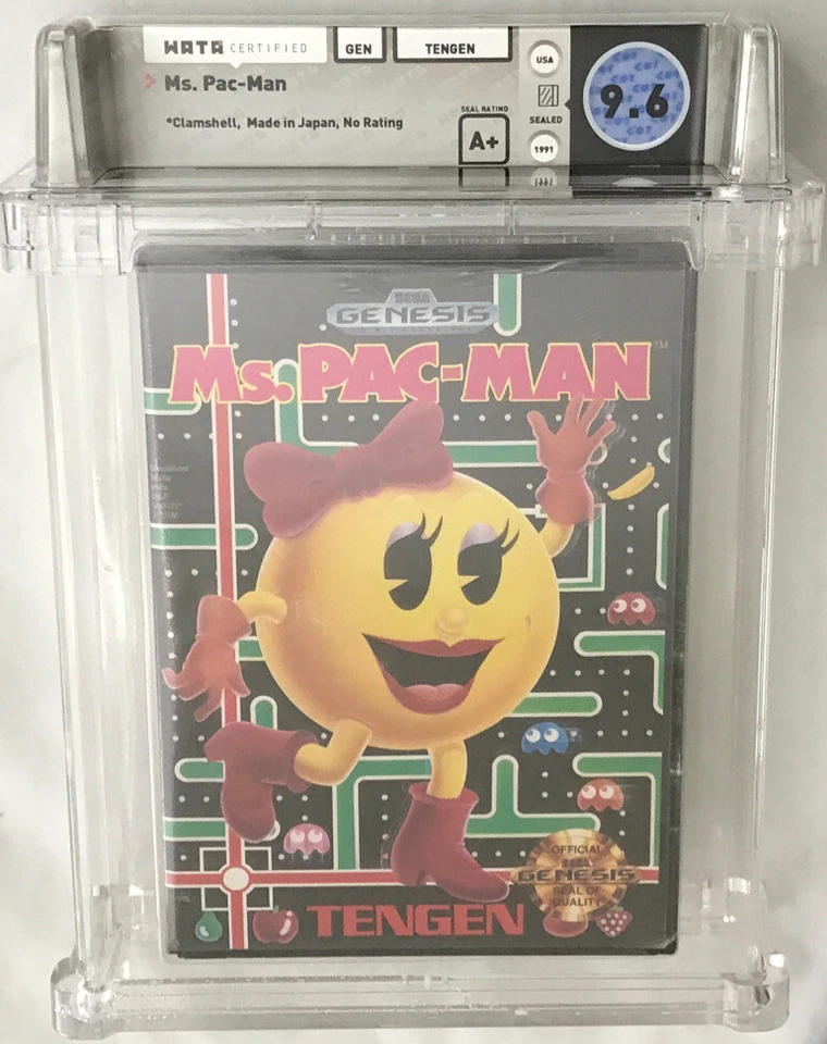 9.6 A+ SEALED SEGA Ms. Pac-Man WATA (Tengen Made in Japan Genesis, 1991) - Image 1 of 4