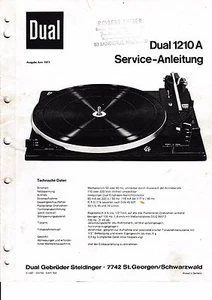 Manual de reparacion para Dual 1210 A - Imagen 1 de 1