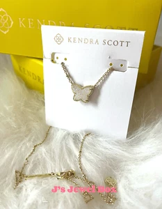 KS Gold Platted Butterfly White Iridescent Drusy Necklace - Must SEE! - Picture 1 of 4