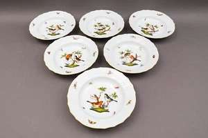 Juego de 6 cuencos sopera Herend Hungary Rothschild Bird 1501 con borde 9 1/2" - Imagen 1 de 8