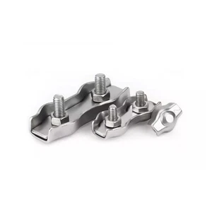 A2 304 Stainless Steel Double Simplex Steel Wire Rope Cable Grips Clamp Clips - Picture 1 of 6