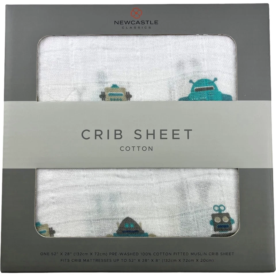 Robot Algodón Muselina Ajustable Cuna Sábana Blanca Colchón Estándar Nuevo con Etiquetas Foto 1 de 4