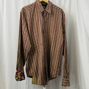 Robert Graham Shirt Mens XLT XL Tall Flip Cuff Multicolor Striped Party  - Picture 1 of 13