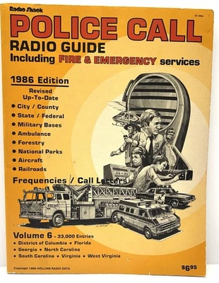 Radio Shack Police Call Radio Guide 1986 Sc Nc Ga Va Wv Dc Fl - Image 1 of 3