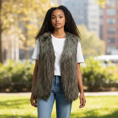 Chaleco de piel sintética Bebe para mujer marrón medio ultra suave invierno grunge exterior mobwife Foto 1 de 4