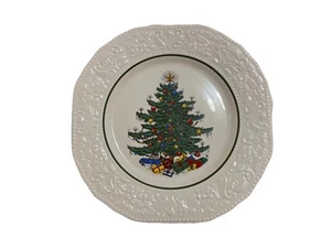 JUEGO DE 6 PLATOS DE CENA CUADRADOS EN RELIEVE ÁRBOL DE NAVIDAD CUTHBERTSON DICKENS - Imagen 1 de 6