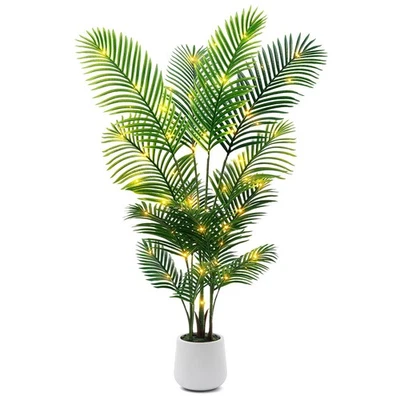 Palmera artificial interior de 5 pies con luces LED de hadas y maceta blanca - Vida... Foto 1 de 4