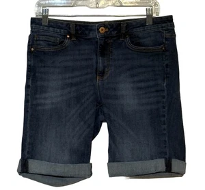 White House Black Market Bermuda Shorts Women’s Sz 8 Dark Wash Denim Stretch - Picture 1 of 6