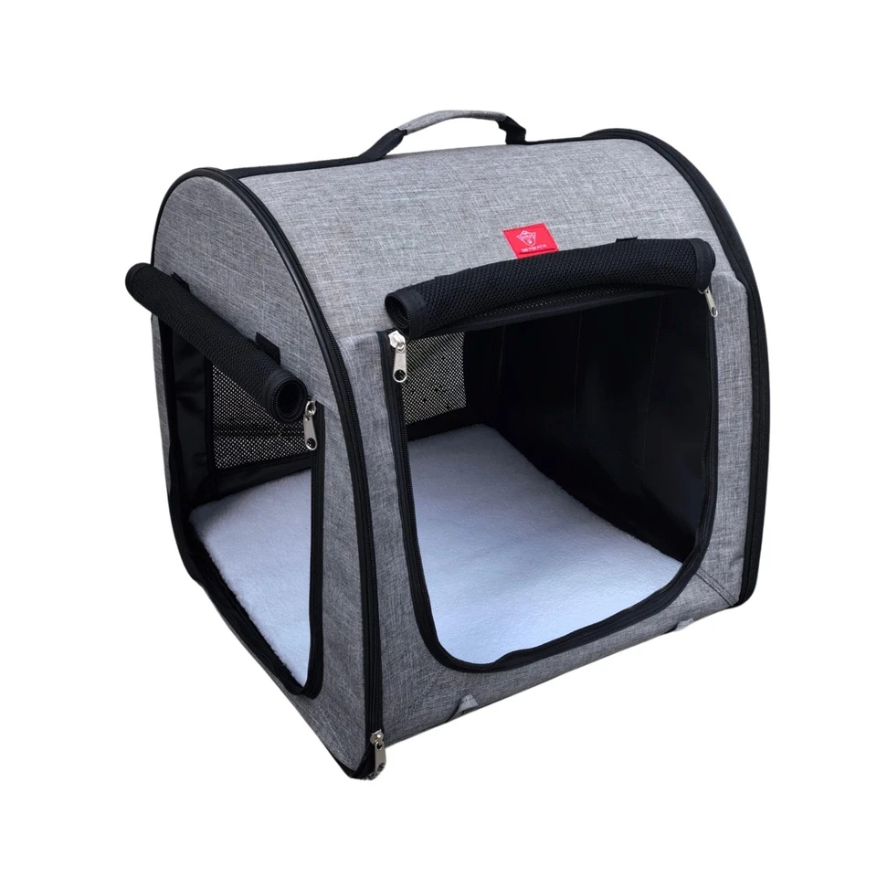 Perrera/refugio portátil de tela para mascotas, individual, gris, 20"x20"x19,5" - Asiento de coche... Foto 1 de 4