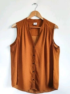 Cabi Womens Dotty Top Size Large Polka Dot Tank Top Brown Sleeveless Blouse 3988 - Picture 1 of 11