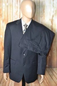 Hart Schaffner Marx Men Wool Striped 2 Button Suit Sz 40R Wst 36x29 - Picture 1 of 21