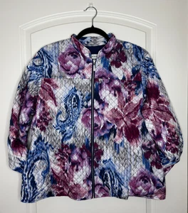 Chaqueta Alfred Dunner Para Mujer Multicolor Floral Acolchada Chaqueta Ligera Talla 16P - Imagen 1 de 4