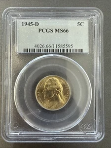 1945-D Jefferson War Nickel MS66 PCGS, #7980 - Picture 1 of 7