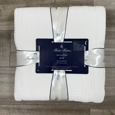 Manta Decorativa Brooks Brothers 100% Algodón King Blanca Texturizada 108X90 NUEVA Foto 1 de 4