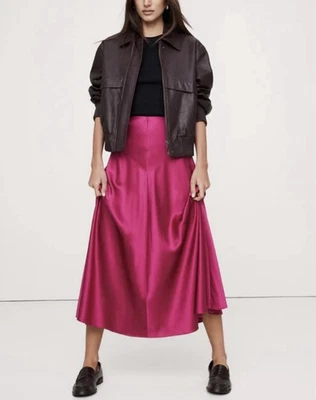 Banana Republic NWT Bias-Cut Silk charmeuse Midi Skirt L Large Aline Berry - Image 1 of 4