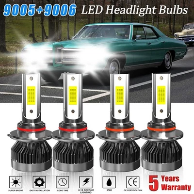 Faro LED 9005 9006 haz alto-bajo 4x blanco para Pontiac Bonneville 1987-2005 Foto 1 de 4