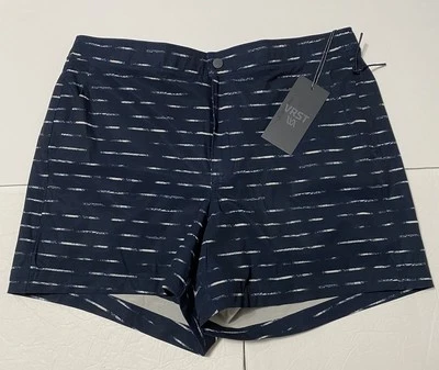 VRST Para Hombres 5” Resort Estampado Corto Calzoncillo Forro Talla Grande Azul Marino Arena Lavado Rayas Foto 1 de 4