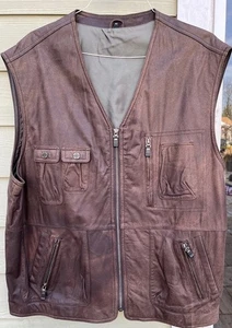 The Original Mc Neal Vintage Brown Leather Biker Vest Men’s Size 50 (EU 60) NEW - Picture 1 of 13