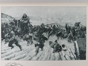 WWI Serbian Retreat Kolubara River Austrian Invaders 1923 Plate Print Lithograph - Bild 1 von 7