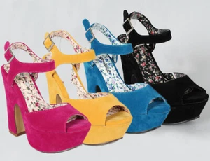 New Women High Heel Ankle Strap Sandals Platform Pink Blue 5 6 7 7.5 8 8.5 9 10 - Picture 1 of 17