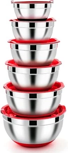 Schüssel Set 6x Edelstahl Rührschüssel Salatschüssel mit Luftdichte Deckel B924 - Bild 1 von 7