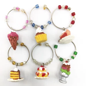 6 adorables dijes de copa de vino postres pasteles cupcakes helados helados conos - Imagen 1 de 7