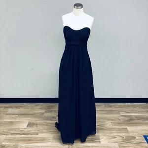 Bill Levkoff Vestido de Noche Formal VESTIDO Talla 8 Sin tirantes Imperio Cintura Marina MUESTRA - Imagen 1 de 7