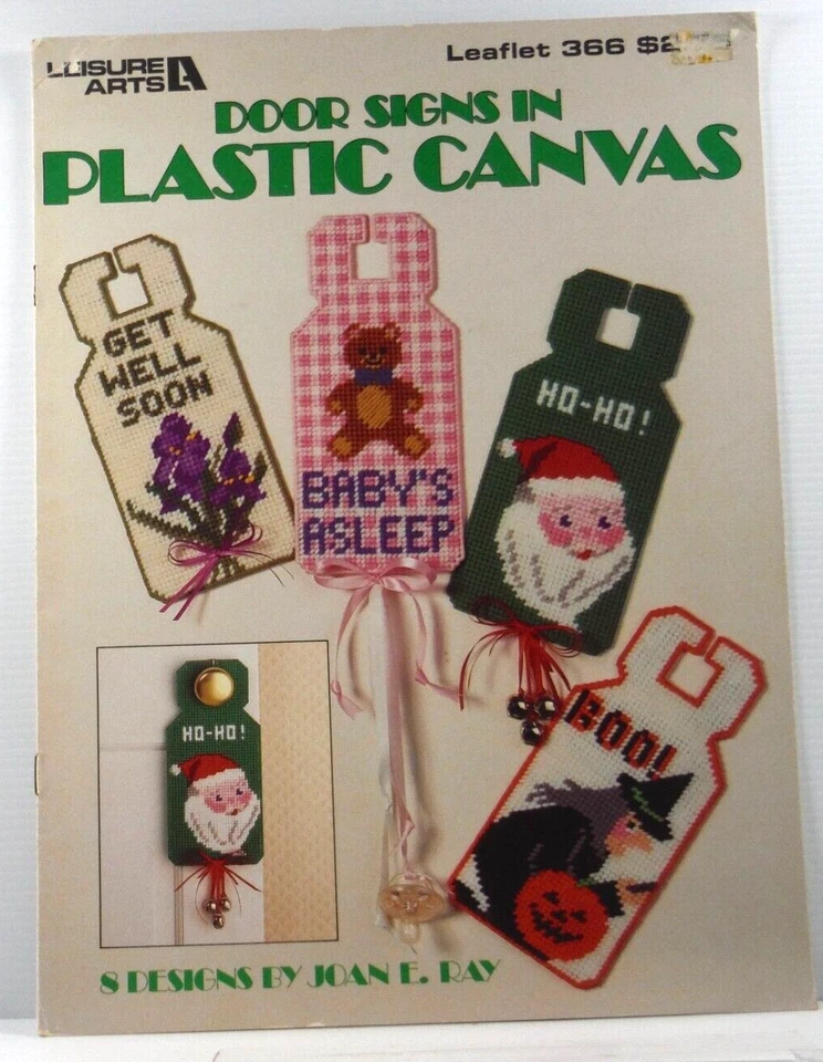 Leisure Arts Door Signs in Plastic Canvas by Joan E Ray Cross Stitch Chart Only - Image 1 of 4