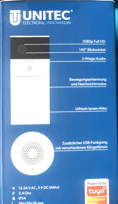 UNITEC WIFI Video-Türsprechanlage mit Smartphone-App Sprechanlage - Bild 1 von 4