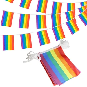 Anley Regenbogen Flagge LGBT Pride Schnur Flagge Banner für Menschenrechte 33 Fuß 32 Flaggen - Bild 1 von 7