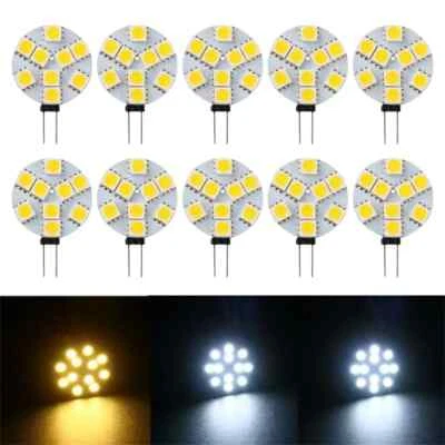 10X G4 12V DC 5050 SMD 6/9/12 LED Car Boat Light Pure/Warm White Round Bulb Lamp - Image 1 of 4