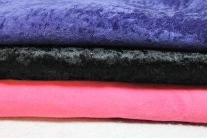 Velvet Crushed Fabric Lot Over 3 yrds Pink Black Dark Royal Blue Bright - Picture 1 of 5