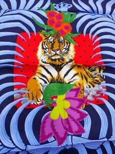 Hermes Scarf Tigre Royal Fleuri 70 cm Silk blue red Carre tiger animal