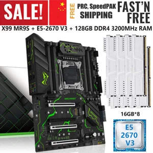X99 MR9S Motherboard Xeon E5 2670 V3 CPU LGA 2011-v3 128GB DDR4 3200MHz RAM Kit - Picture 1 of 14