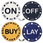 Craps On/Off and Buy/Lay 2-Sided Ceramic 1.5" Chip-Size Lammer Buttons Pack