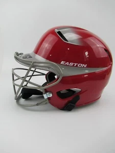 Easton Batting Helmet Baseball Softball Sr Natural 2 Tone Red/Silver w/Face Mask - Picture 1 of 14