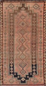 Antique Abadeh Evenly Low Pile Tribal Area Rug Geometric Oriental Handmade 4'x8'
