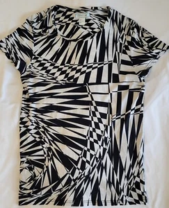 Camisa Versace For H&M Geométrica Blanca y Negra 100% Algodón Para Mujer Talla Pequeña - Imagen 1 de 15