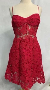 Allen Schwartz Women's Size 4 Red Lace Mini Dress Adjustable Straps - Picture 1 of 4