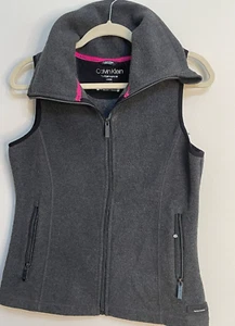 Calvin Klein Performance Gray Vest Womens Athletic ZipUp Fleece Sz Small Grey - Picture 1 of 11