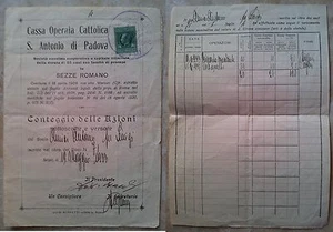 Sezze 1933: Cassa Operaia Cattolica S. Antonio di Padua, Zählung der Aktien - Bild 1 von 1