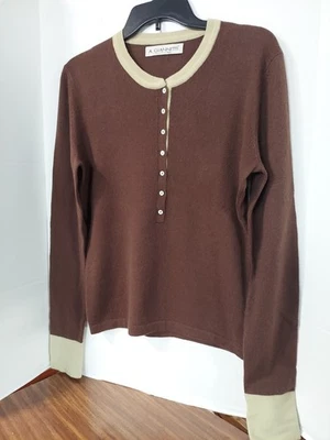 A. Giannetti 100% Cashmere Sweater 7 Button Front Dark Brown Lrg L/S - Image 1 of 4