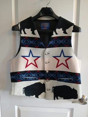 VINT PENDLETON BUFFALO STAR WOOL WAIST COAT VEST HIGH GRADE WESTERN WEAR SIZE L - Image 1 of 4