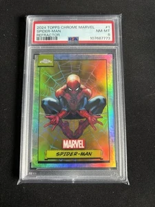 2024 Topps Chrome Marvel Spider-Man #1 Refractor SP PSA 8 - Picture 1 of 2