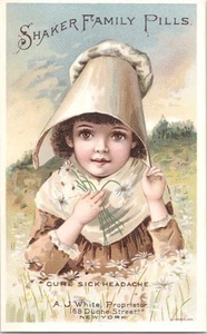 Shaker Family Pills - Quack Remedy - A.J. White New York - Victorian Trade Card - Picture 1 of 2